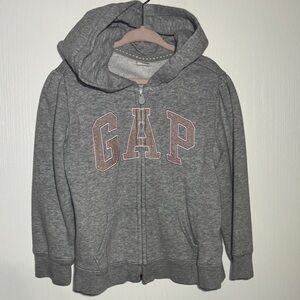 3/$30 GAP Gray Zip-Up Hoodie with pink logo